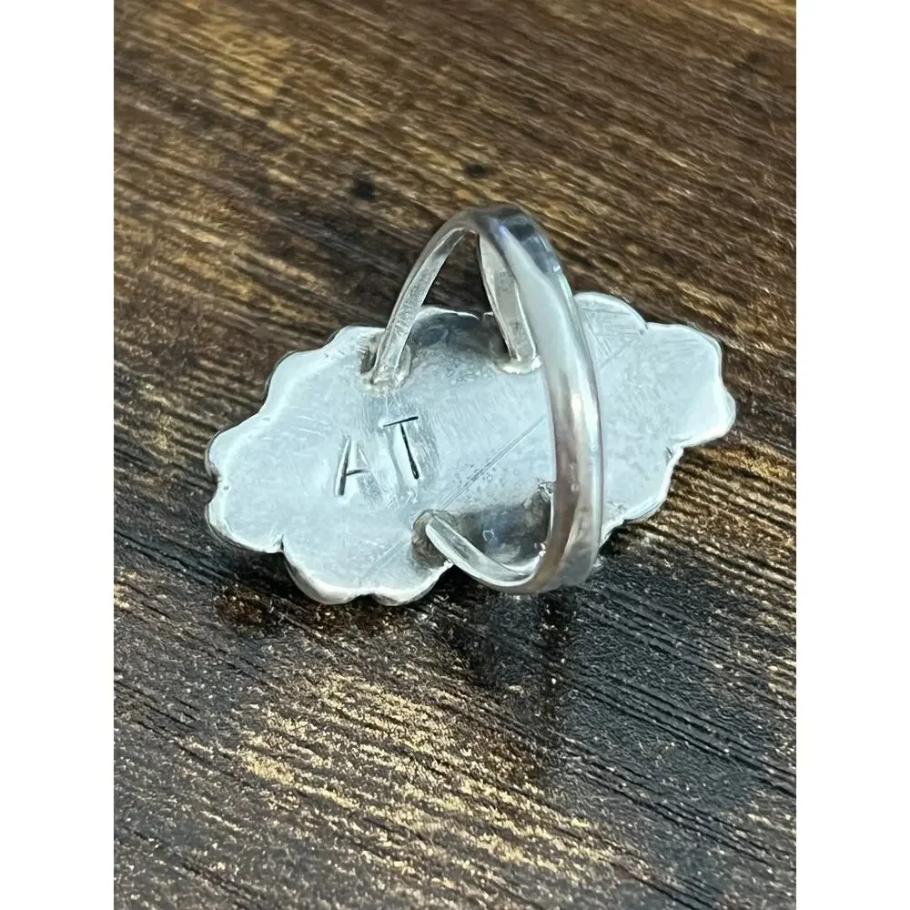 VTG Navajo Signed AT (Abel Toledo or Angie‎ Tom?) Sterling Silver Ring Sz 8.5